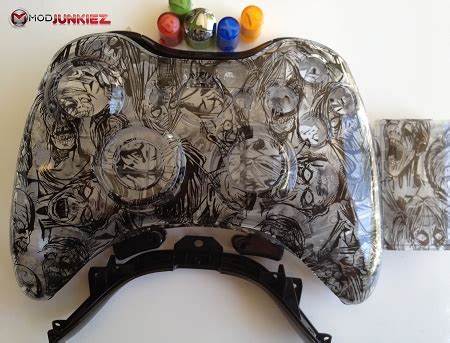 Clear Zombie Hydro Dipped Xbox 360 Controller Shell Kit