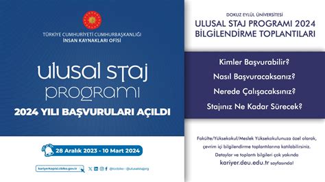 Ulusal Staj Programı 2024 Yılı Başvuruları Mimarlık Fakültesi