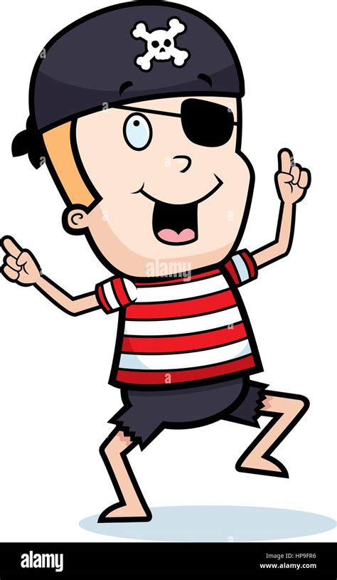 A Happy Cartoon Pirate Child Dancing And Smiling Stock Vector Image