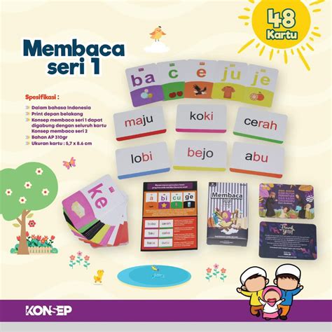 Jual Flash Card Membaca Seri 1 Kartu Belajar Anak Bergambar Konsep