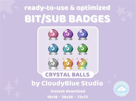 Crystal Ball Pixel Art Twitch Sub Bits Badges Cute Witch Pixel Art