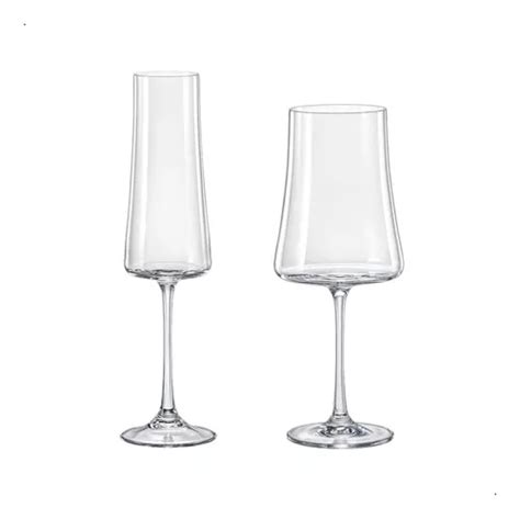 Set de 12 copas de cristal para champán y vino tinto Linha Xtra