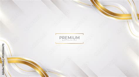 Luxury White and Gold Background with Golden Lines and Paper Cut Style ...