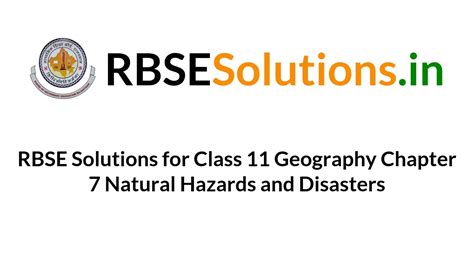 Rbse Solutions For Class Geography Chapter Natural Hazards And