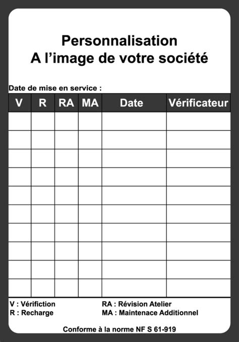 Tiquette De Maintenance Personnalisable Securplan