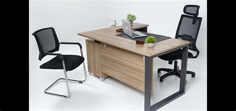 L 114 Managerial Table With Side Rack Furniturehubpk