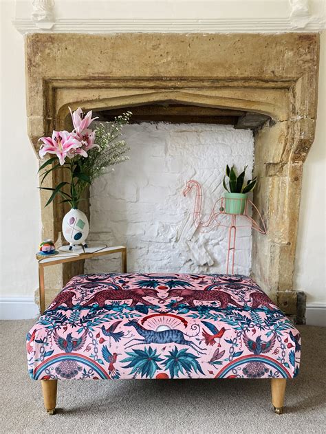 Coffee Table Footstool In Emma Shipley — Sparrow And Plumb Furniture