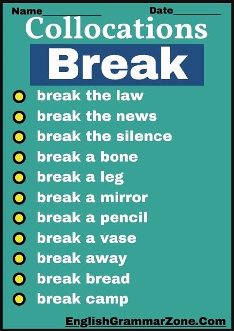 Useful Collocations List With Break