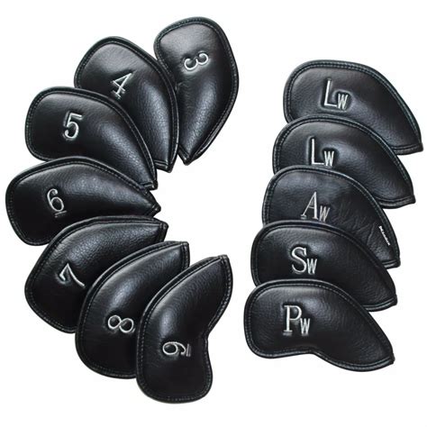 12pcs/Set Andux PU Leather Golf Club Iron Head Covers Golf Headcover ...