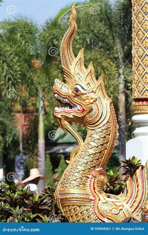 Naga Statue is a Sculpture in the Temple. Stock Image - Image of crafts ...