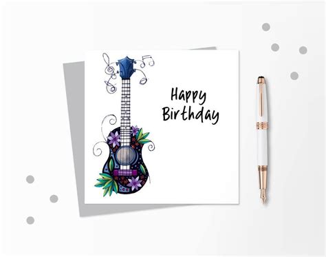 Ukulele Birthday Card Ukulele Card Musician Birthday Card Etsy