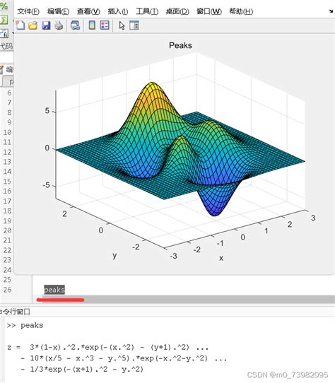 Matlab可视化（七）如何用matlab绘制三维图（三维网格图、曲面图）加底面投影，peaks函数内容。matlab三维图 Csdn博客