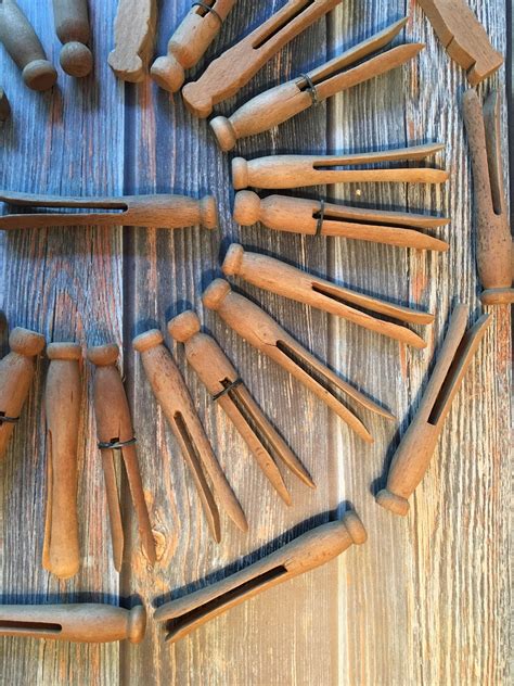 Vintage Weathered Wooden Clothespins 1950s Rustic Farmhouse Etsy