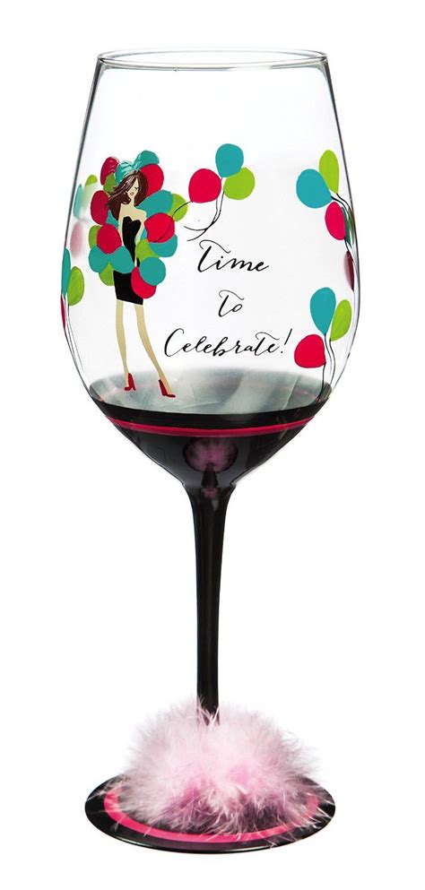 Cypress Home Time To Celebrate Hand Painted Xl Wine Glass