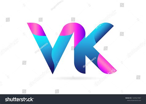 Pink Blue Alphabet Letter Vk V Stock Vector Royalty Free 1443527087