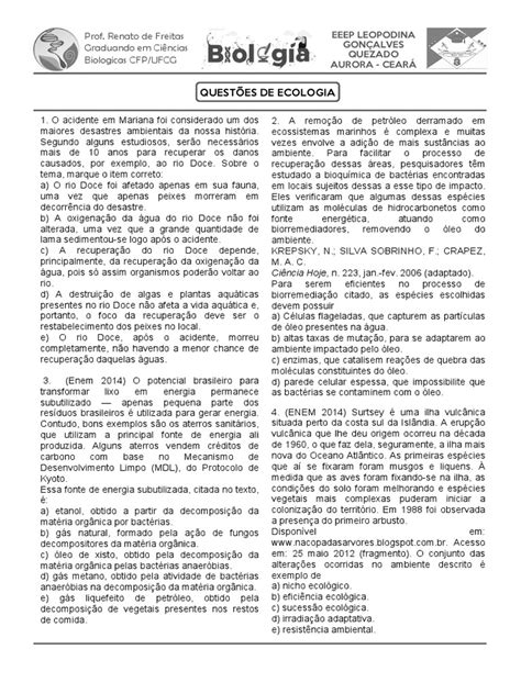 Ecologia Questoes