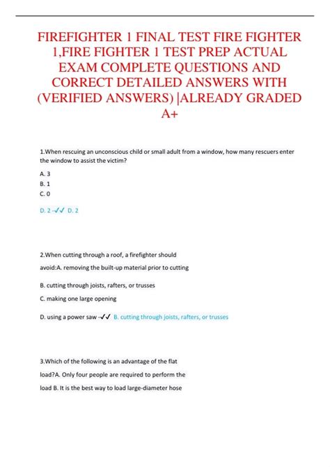 FIREFIGHTER 1 FINAL TEST FIRE FIGHTER 1 FIRE FIGHTER 1 TEST PREP ACTUAL