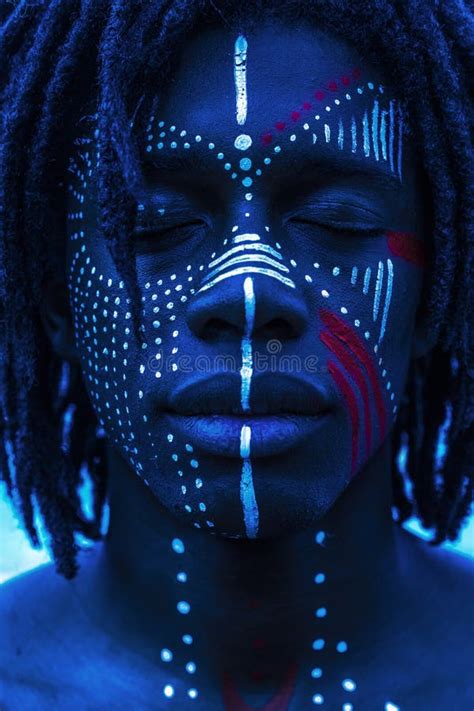 Portrait Of A African Man With Traditional Face Paint And N Stock Photo