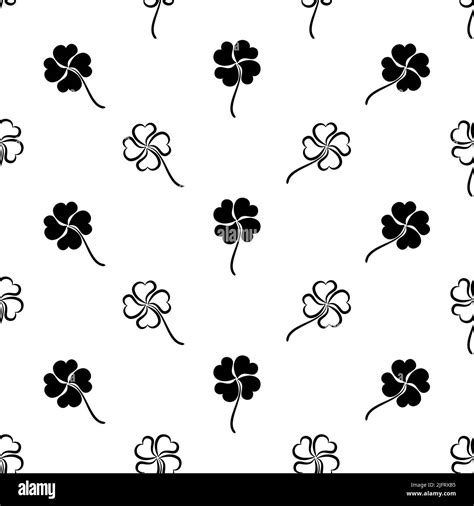 Clover Four Leaf Shamrock Seamless Pattern Vector Art Illustration