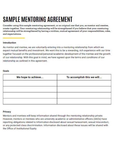 Free 10 Mentoring Agreement Samples In Ms Word Apple Pages Pdf