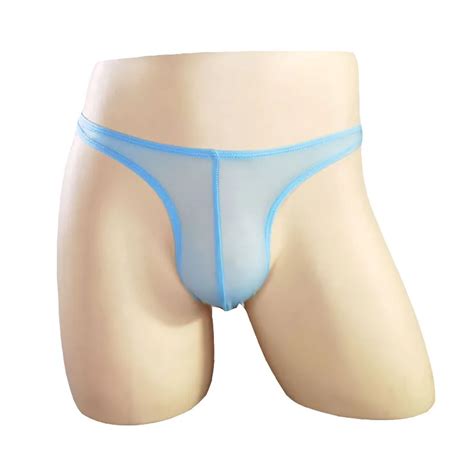 Hot Sexy Translucent Ice Silk Men Thongs Soft Penis Pouch Gay Underwear Sexy Gay Lingerie For