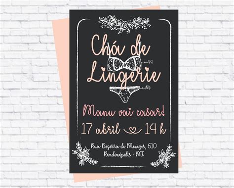 Convite Chá de Lingerie Chalkboard 2 Elo7 Produtos Especiais