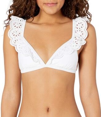 AVEC LES FILLES Women S Standard Eyelet Ruffle Over The Shoulder Bikini