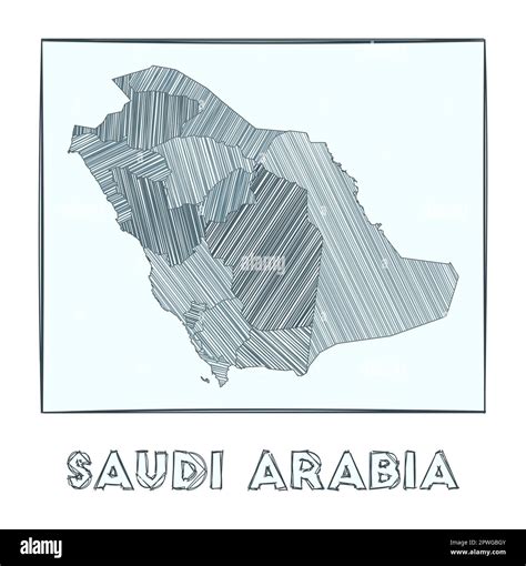 Sketch Map Of Saudi Arabia Grayscale Hand Drawn Map Of The Country