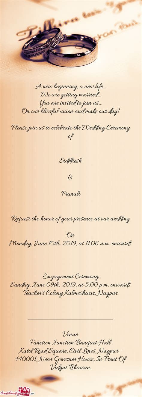 Wedding Invitation Wording Request The Honour Of Your Presence At