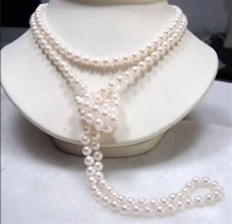 Long 65 7 8mm Genuine Natural White Akoya Cultured Pearl Necklace Hand