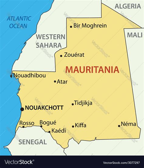 Islamic republic mauritania - map Royalty Free Vector Image