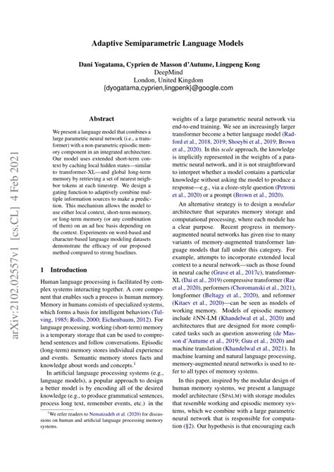 Pdf Adaptive Semiparametric Language Models