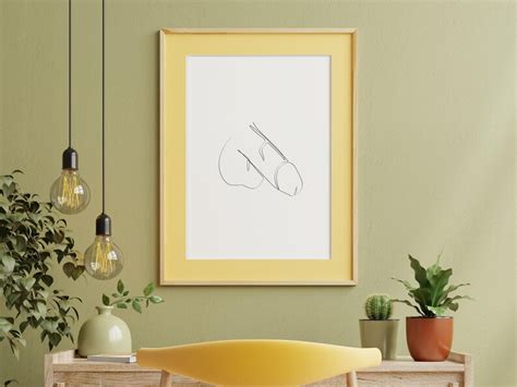 Nude Line Drawing Body Positive Penis Dick Cock Line Art Male Etsy