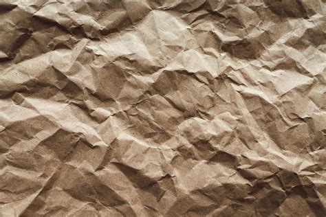 Crumpled Paper Texture Brown Recycled Paper Abstract Background