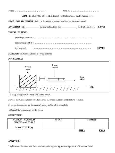 Aim To Study The Effect Of Different Contact Surfaces On Frictional