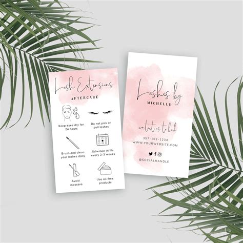 Minimalist Lash Extensions Care Card Lashes Aftercare Etsy France Artofit