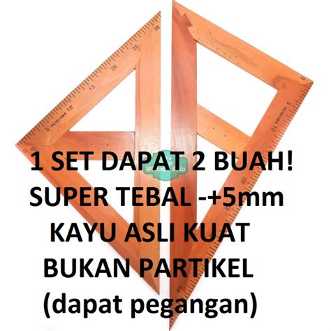 Penggaris Kayu Segitiga Set Pendawa Cm Triangle Ruler Set Set