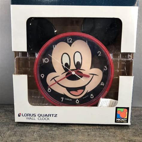 New Vintage Lorus Quartz Walt Disney Mickey Mouse Red Wall Clock Japan