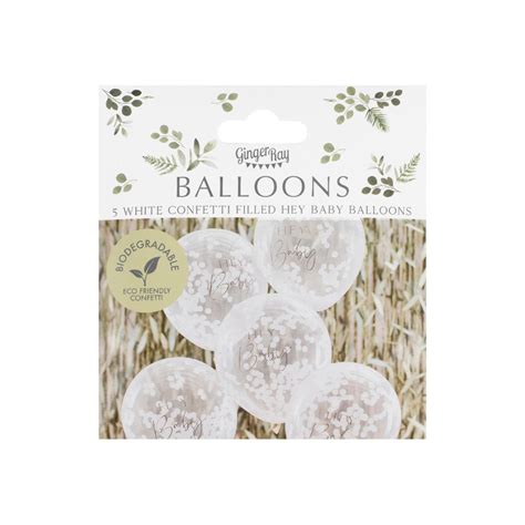 Gingerray Balony Lateksowe Hey Baby Shower Confetti Balloons Ginger