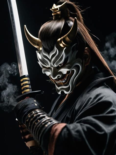 SDXLRonghua V30 Ai Art Image Wuxia A Samurai Hannya Mask Diffus