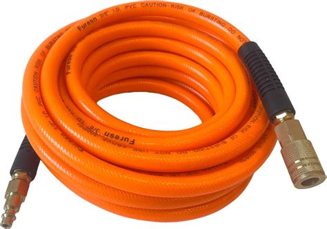 Air Hose 3 8 In X 25 Ft Pvc Reinforced Air Compressor Hose Heavy Duty Kink Resistant With 1