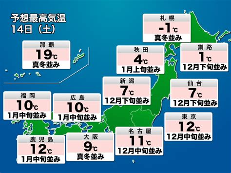 週末は西日本まで強い寒気が南下 大雪や真冬並みの寒さに注意 ウェザーニュース