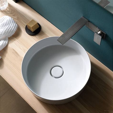 Opbouw Wastafel Salenzi Hide Circle 40x12 cm Mat Wit (inclusief