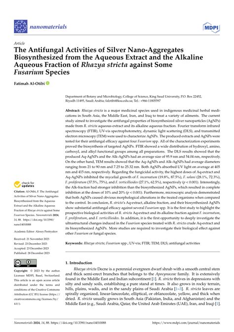 PDF The Antifungal Activities Of Silver Nano Aggregates