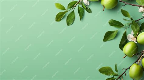 Premium AI Image | a green apple tree with green leaves and flowers