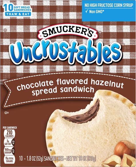 Smuckers Uncrustables Chocolate Flavored Hazelnut Spread Sandwich 10