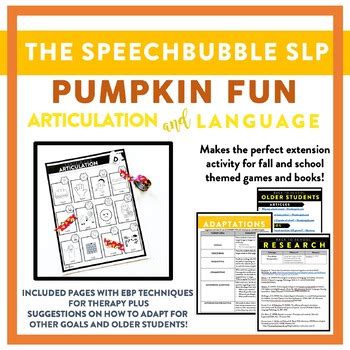 Pumpkin Fun Trifecta Articulation And Language By The Speech Bubble Slp