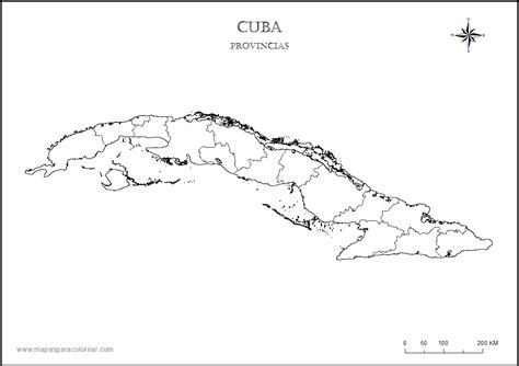 Mapas de Cuba para colorear