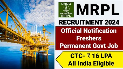 Ongc Mrpl Recruitment Freshers Ctc Lakhs Permanent Job Ongc