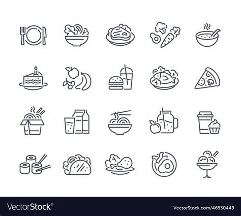 Food Linear Icons Set Royalty Free Vector Image